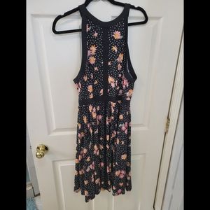 NWT Black Floral Halter Skater Dress